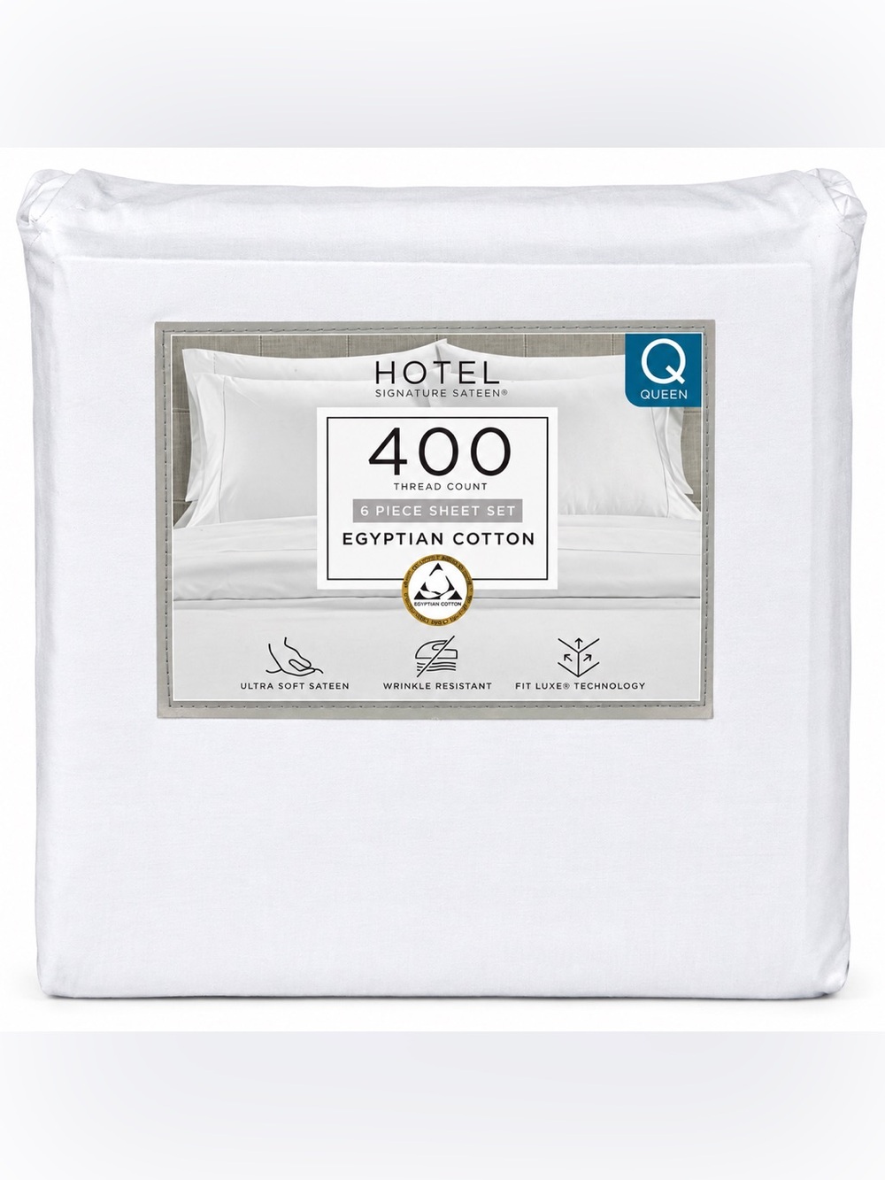 Hotel Signature Egyptian Cotton 400 Thread Count Queen 6-Piece Sheet Set โ White